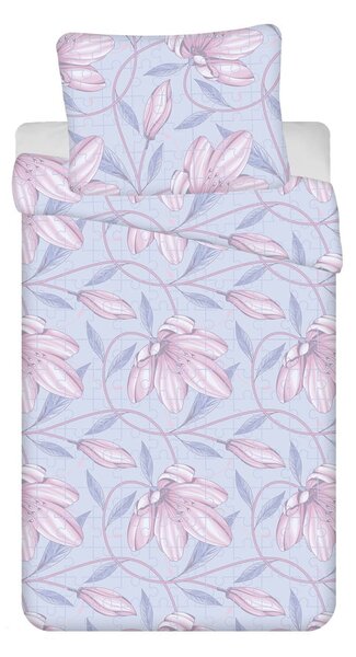 Svijetlo plavo-ružičasta posteljina za krevet za jednu osobu-za produženi krevet od krepa 140x220 cm Orona – Jerry Fabrics