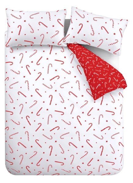 Crveno-bijela posteljina za krevet za jednu osobu od mikropliša 135x200 cm Candy Cane – Catherine Lansfield