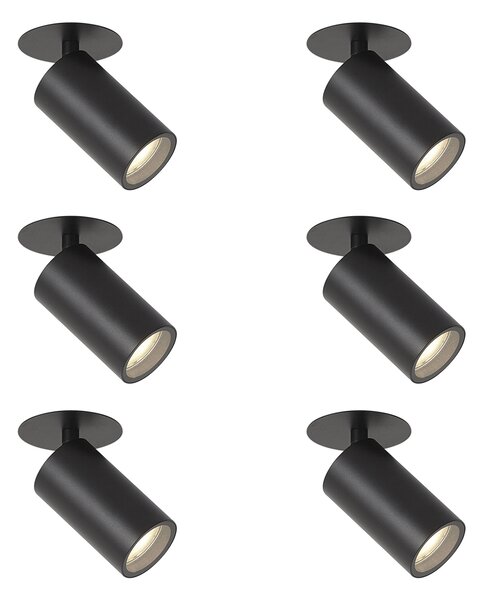 Set od 6 modernih ugradbenih reflektora crni GU10 50mm IP44 - Chels
