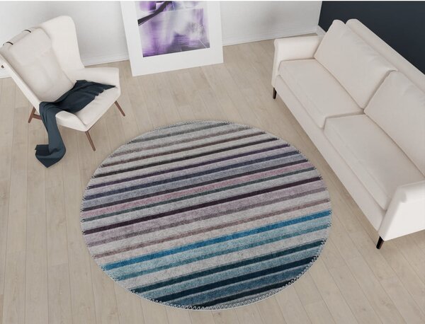 Plavo-sivi perivi okrugli tepih ø 100 cm – Vitaus