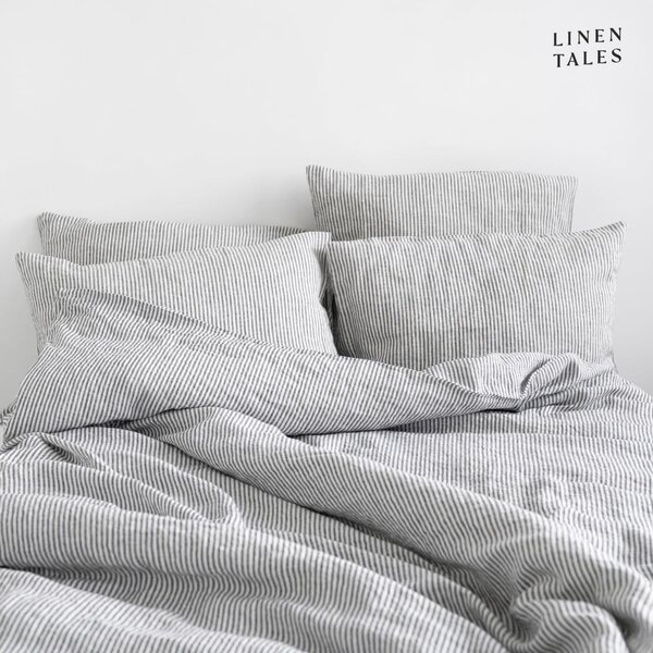 Crno-bijela lanena posteljina za krevet 140x200 cm - Linen Tales
