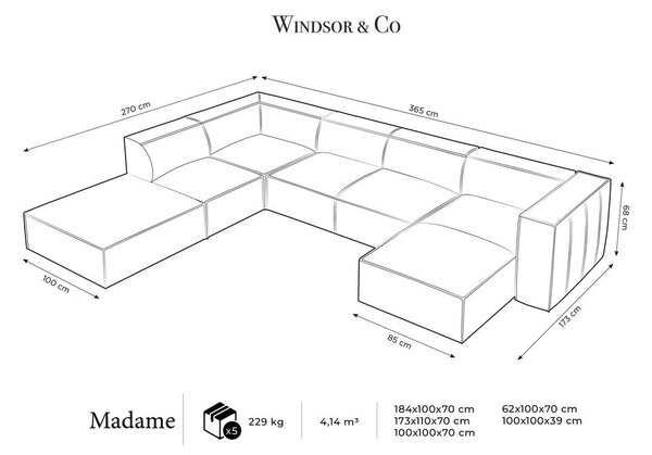 Krem kutna garnitura (lijevi kut) Madame - Windsor & Co Sofas