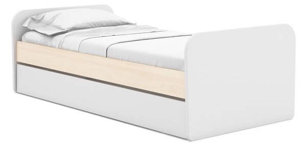 Bijeli dječji krevet u dekoru bora s dodatnim ležajem s prostorom za odlaganje s podnicom 90x200 cm Esteban – Marckeric