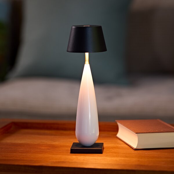 Sigor Thala LED punjiva stolna lampa, bijela/crna, IP65, 24 cm, prigušiva, Bijela, Dnevni boravak/blagovaonica, Aluminij