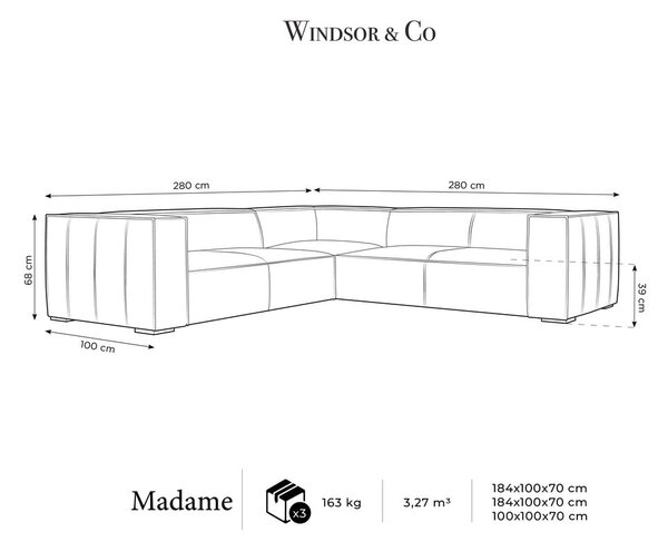 Tamno plava kožna kutna garnitura (promjenjiva) Madame – Windsor & Co Sofas