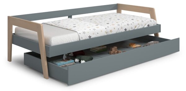 Zeleni/prljavo zeleni dječji krevet od masivnog bora s dodatnim ležajem s prostorom za odlaganje s podnicom 90x200 cm Carrie – Marckeric