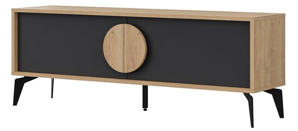 Crna/u prirodnoj boji TV komoda u dekoru hrasta 140x51 cm Vae – Marckeric