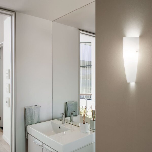 Fabas Luce Bijela zidna svjetiljka Dedalo IP44, prigušiva, Bijela, kupaonica, Staklo