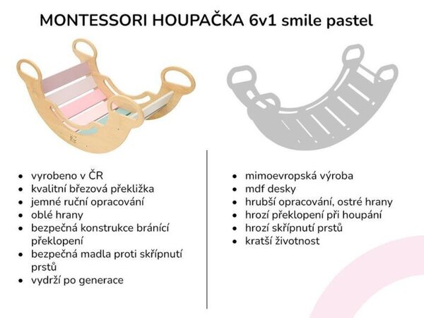 Montessori ljuljačka 6in1 smile pastel