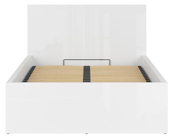 Jednostruki krevet 120 cm Tetrix 6 (bijeli sjaj) (s podnicom) (s prostorom za odlaganje)
