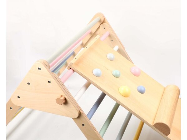 Drveni Piklerov trokut 59 cm s Montessori pločom set - pastel