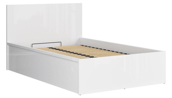 Jednostruki krevet 120 cm Tetrix 6 (bijeli sjaj) (s podnicom) (s prostorom za odlaganje)