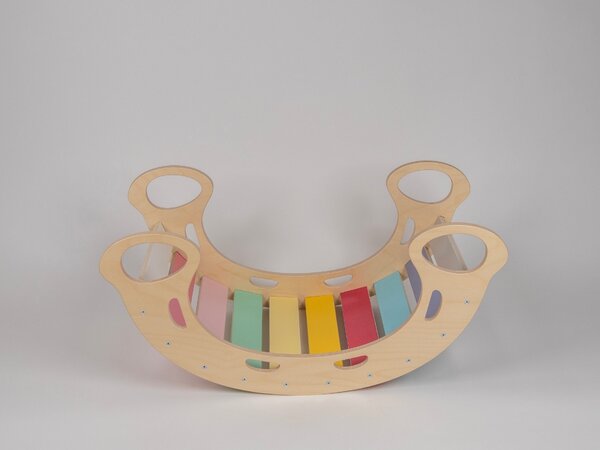 Drvena Montessori ljuljačka (Piklerov Luk) 5u1 - svježe boje