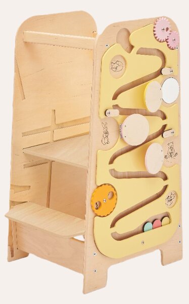 Rastući Montessori toranj za učenje 5u1 Play 75 cm - žuti