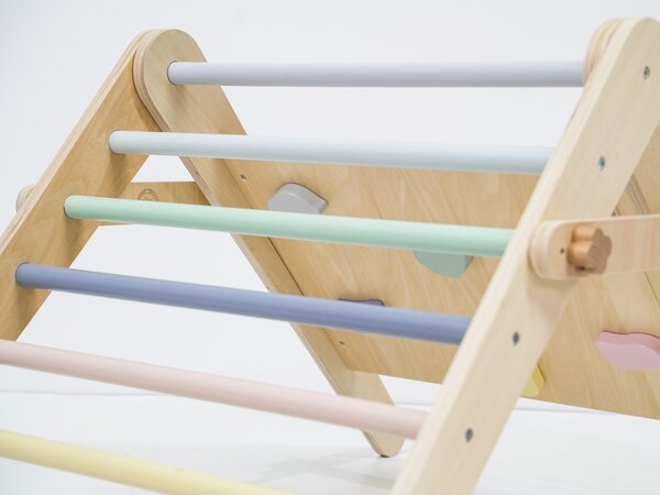 Rastući montessori Piklerov trokut 59 cm 3u1 s activity board pločom 2u1 - pastel