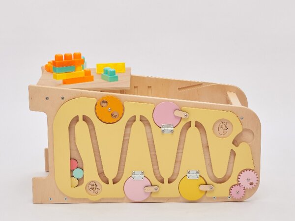 Rastući Montessori toranj za učenje 5u1 Play 75 cm - žuti