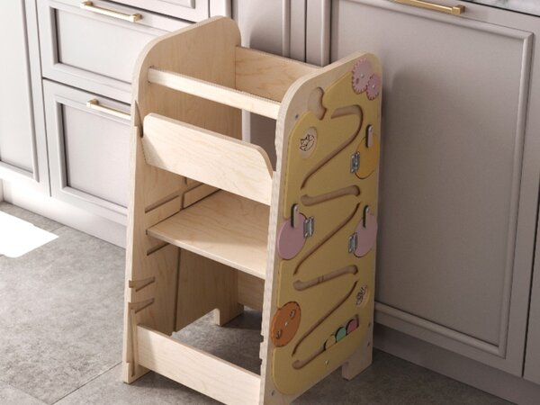 Rastući Montessori toranj za učenje 5u1 Play 75 cm - žuti