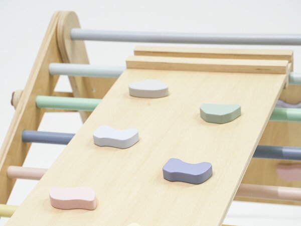 Rastući montessori Piklerov trokut 59 cm 3u1 s activity board pločom 2u1 - pastel