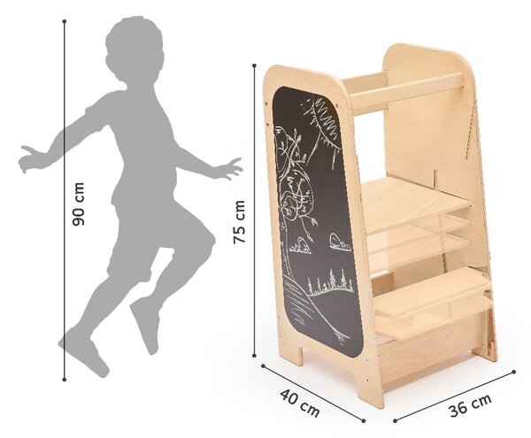 Rastući Montessori toranj za učenje 5u1 Play 75 cm - žuti