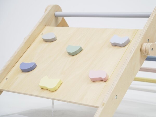 Rastući montessori Piklerov trokut 59 cm 3u1 s activity board pločom 2u1 - pastel