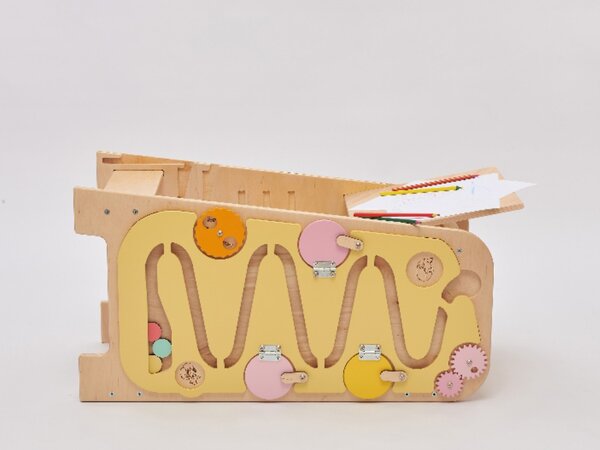 Rastući Montessori toranj za učenje 5u1 Play 75 cm - žuti