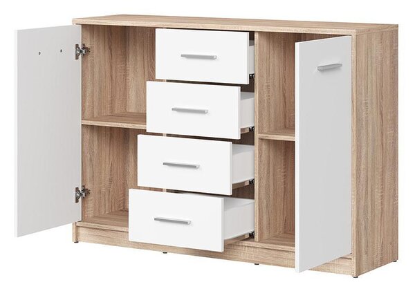 Komoda Nepo Plus 6 (hrast sonoma + bijela)