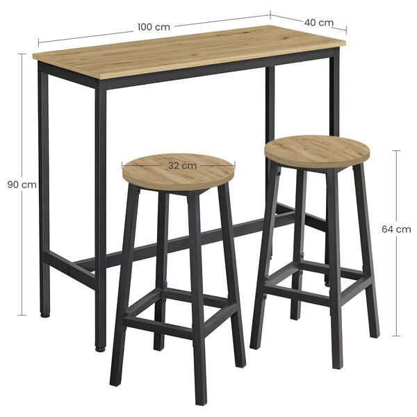 Set za blagovaonicu 1+2, barski stol 100x40 cm i barske stolice TAYLOR ARTISAN