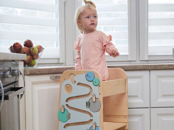 Rastući Montessori toranj za učenje 5u1 Play 75 cm - plavi