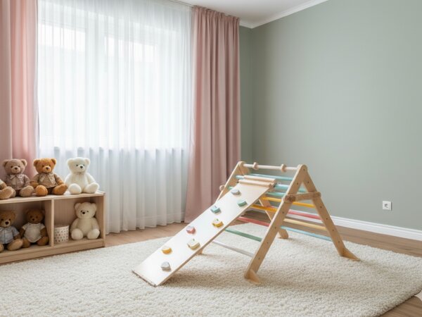 Rastući Montessori Piklerov trokut 68 cm s daskom 2u1 svježih boja