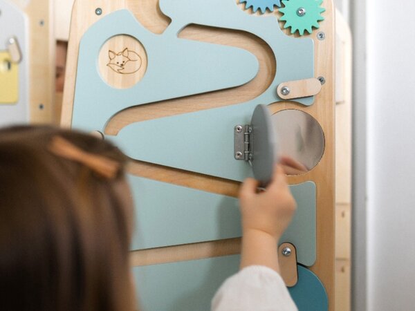 Rastući Montessori toranj za učenje 5u1 Play 75 cm - plavi