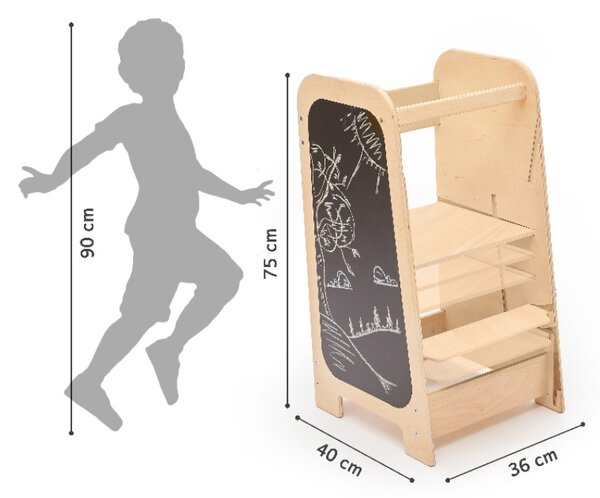 Rastući Montessori toranj za učenje 5u1 Play 75 cm - plavi
