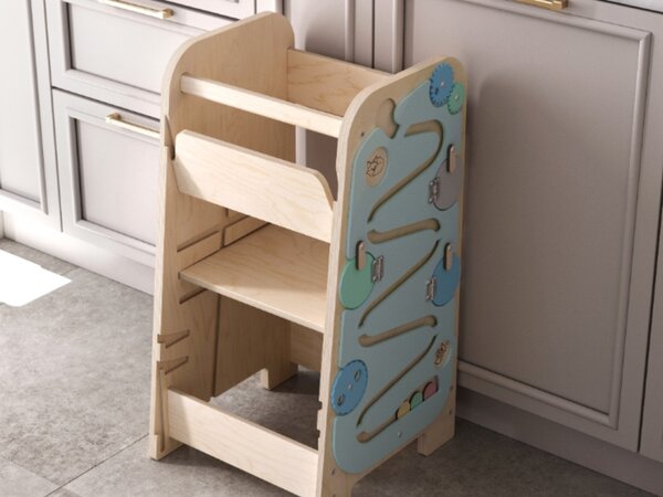 Rastući Montessori toranj za učenje 5u1 Play 75 cm - plavi