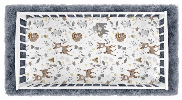 Plahta s gumicom za krevetić i krevet Šumske životinje s tipijem dimenzija: 60 x 120 cm