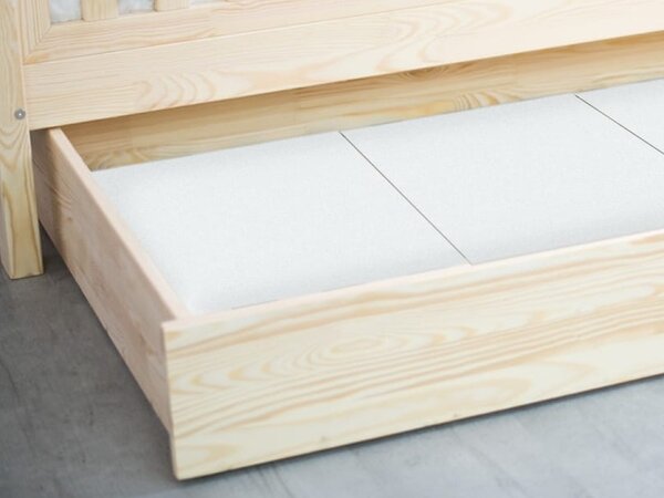 Ladica za krevet kućicu s ogradicom – prostor za pohranu dimenzija ležaja: 100 x 200 cm, varijanta: 2 ladice, Boja proizvoda: natur