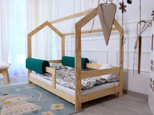 Krevet kućica Basic s ogradicom - na nožicama dimenzija ležaja: 70 x 140 cm, ladica, nožice: s nožicama 10 cm