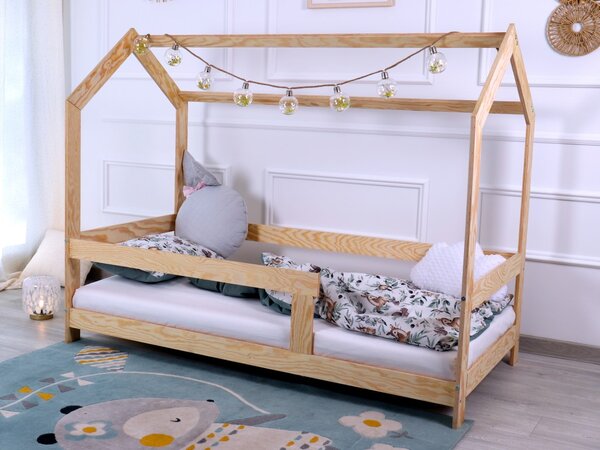 Krevet kućica Basic s ogradicom - na nožicama dimenzija ležaja: 70 x 140 cm, ladica, nožice: s nožicama 10 cm