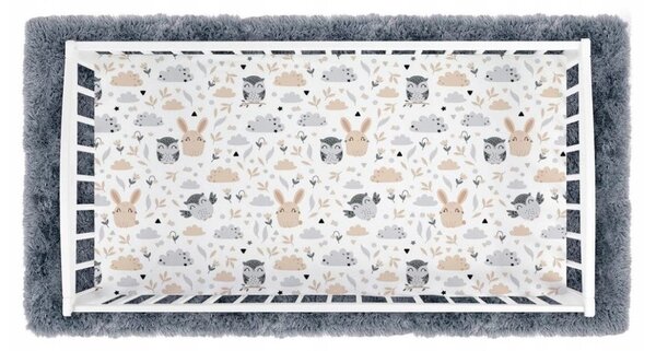 Plahta s gumicom za krevetić i krevet Zec i sova dimenzija: 60 x 120 cm