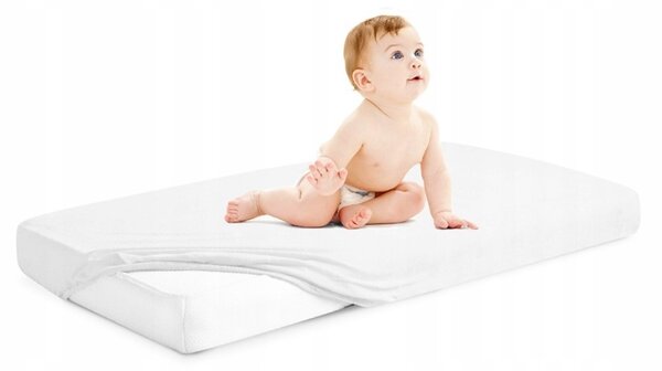 Plahta s gumicom za krevetić i krevet, bijela dimenzija: 60 x 120 cm