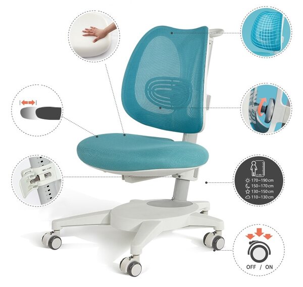 Dječja ergonomska stolica Eira – plava + navlaka GRATIS
