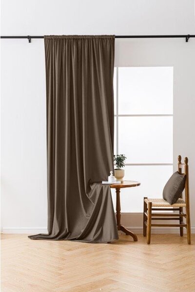 Smeđa zamračujuća zavjesa VELVET 140x270 cm Sistem za vješanje: Traka za nabiranje