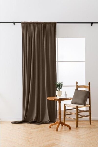 Smeđa zamračujuća zavjesa VELVET 140x270 cm Sistem za vješanje: Traka za nabiranje