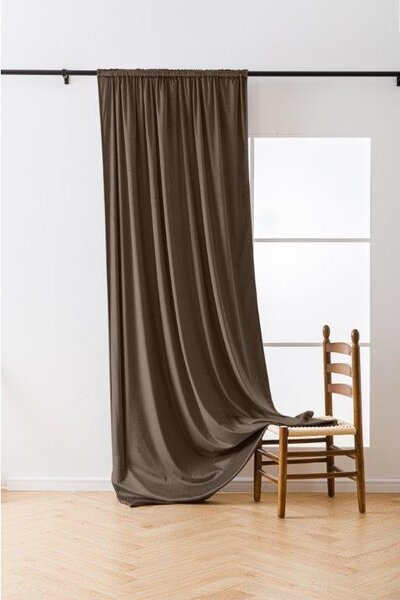 Smeđa zamračujuća zavjesa VELVET 140x270 cm Sistem za vješanje: Traka za nabiranje