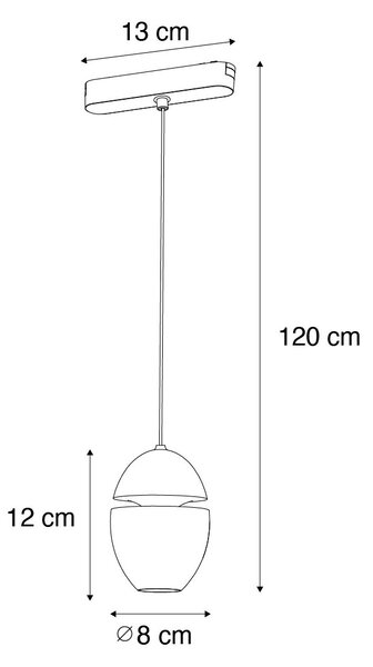 Moderna crna viseća svjetiljka za 1-fazni sustav tračnica uklj. LED - Magnetic Eggy