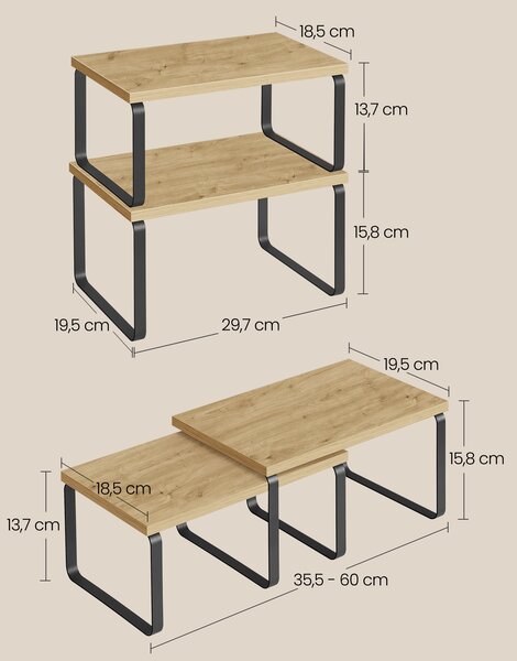 Set od 2 kuhinjske police MARZO, artisan hrast/crna