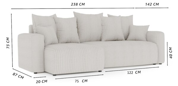 Zondo.hr Kutna garnitura Solina (mliječna) (L). Akcija -20%. 1133187