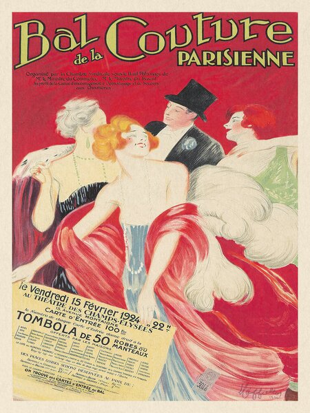 Reprodukcija umjetnosti Bal de la Couture Parisienne (Vintage Fashion Ad) - Leonetto Cappiello, (30 x 40 cm)