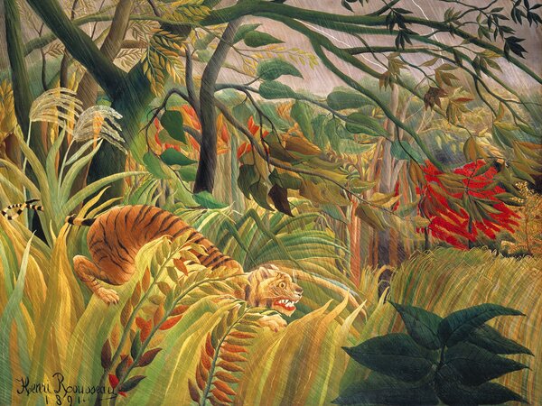 Reprodukcija umjetnosti Tiger in a Tropical Storn (Rainforest Landscape) - Henri Rousseau, (40 x 30 cm)