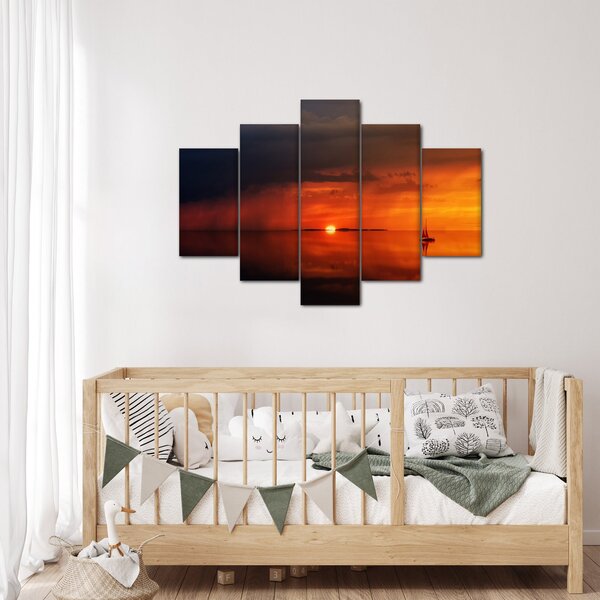 Slika zalaska sunca s jedrilicom (150x105 cm)
