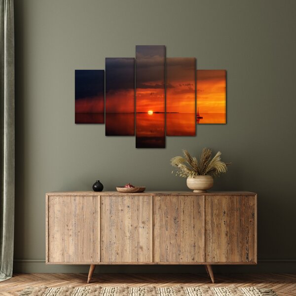 Slika zalaska sunca s jedrilicom (150x105 cm)