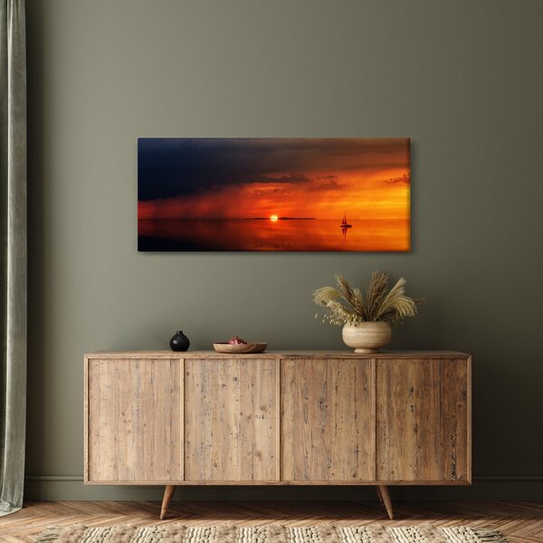 Slika zalaska sunca s jedrilicom (120x50 cm)